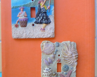 SWITCH PLATES, 3 choices, garden shells, island life, Hawaii, beach house, cottage, home decor, lighting, decorative, 3-D, supply, art