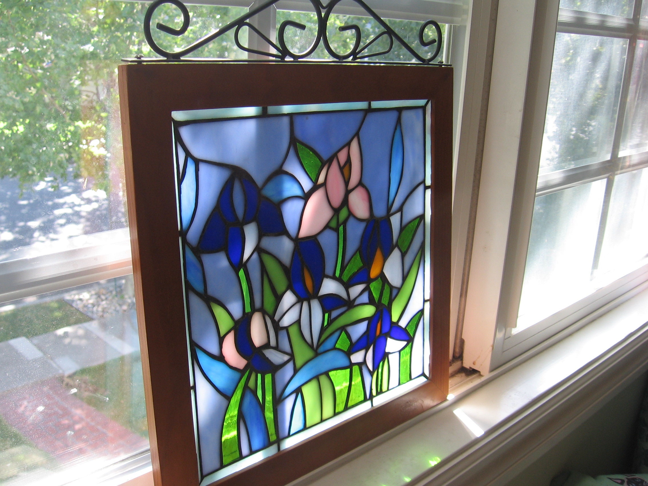 STAINED GLASS display wall art handmade vintageshabby Etsy