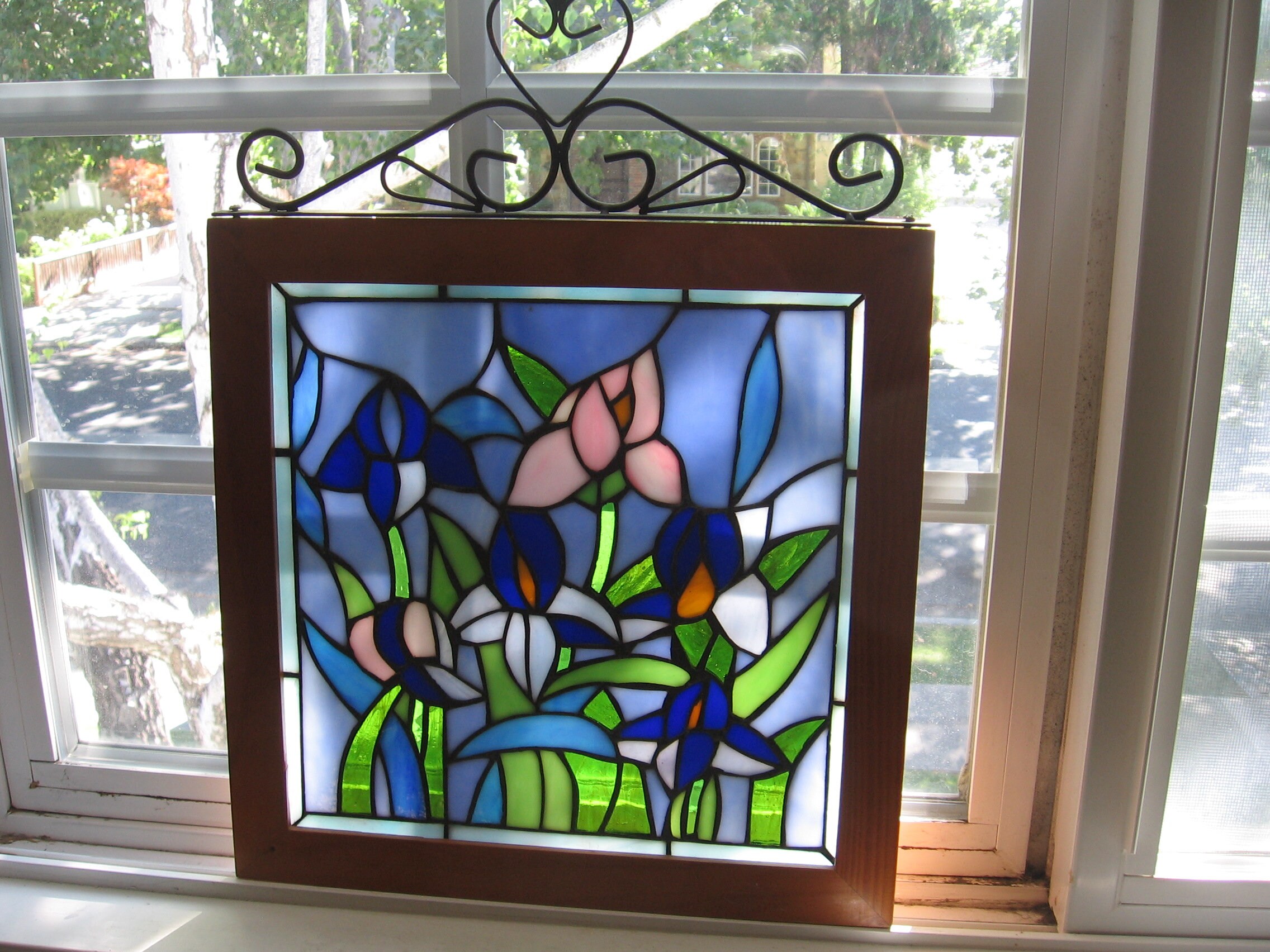 STAINED GLASS display wall art handmade vintageshabby Etsy