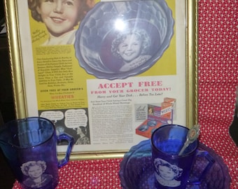 SHIRLEY TEMPLE, Wheaties Ceral give-away Promo, original advertising, child movie star, framed souvenir, ad,image, cereal, Oscar winner