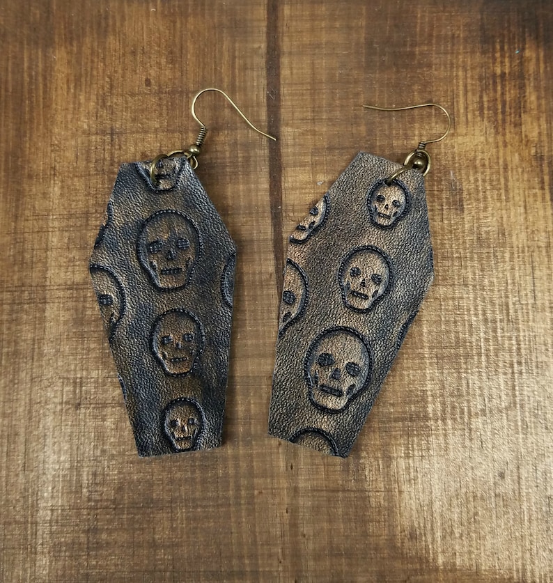 steampunk earrings coffin shape skull accessories bronze skull coffin earrings coffin shape earrings steampunk love skull earrings