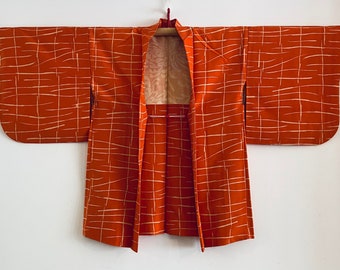 Vintage Japanese Kimono Jacket - Haori - Orange Kirin