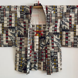 Vintage Japanische Kimono Jacke - Haori - Bunte Fliesen