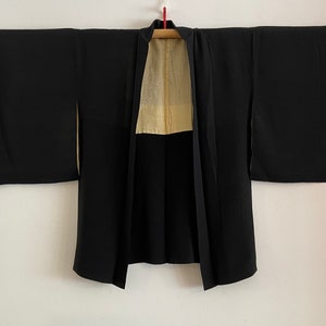 Vintage Japanese Kimono Jacket - Haori - Black Clouds