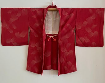 Vintage Japanese Kimono Jacket - Haori - Dark Pink