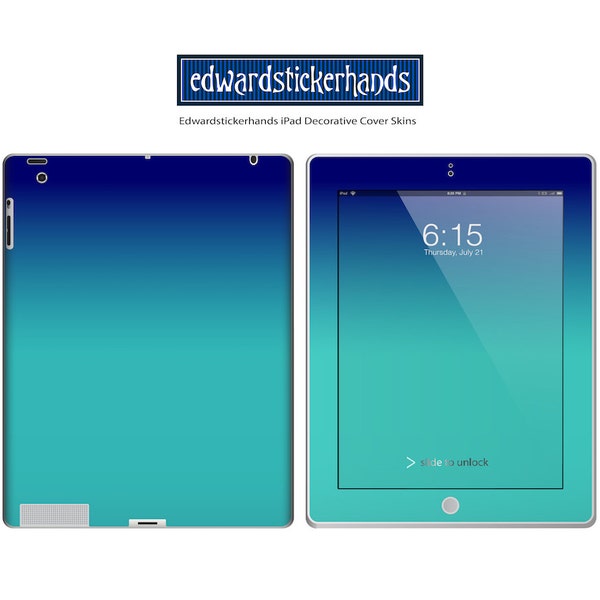 Blue-Teal Ombre Decorative Decal iPad Cover Skin