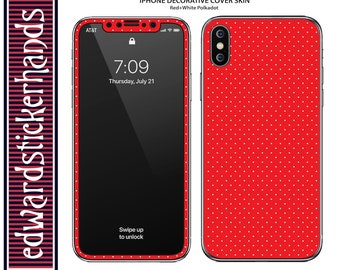 iPhone Decorative Cover Skin- Red & White Polkadot Pattern!