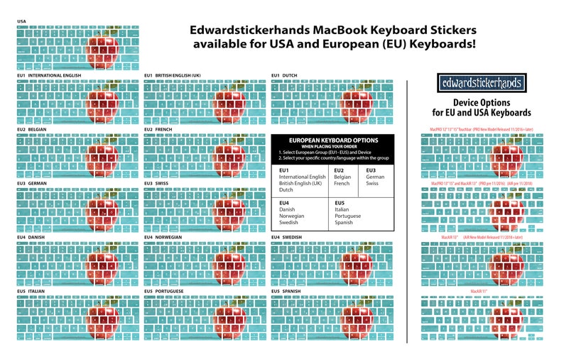 MacBook Keyboard Decal Stickers WASHI PATTERNS v.2 image 3