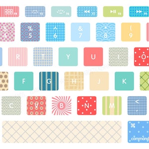 MacBook Keyboard Decal Stickers WASHI PATTERNS v.2 image 1