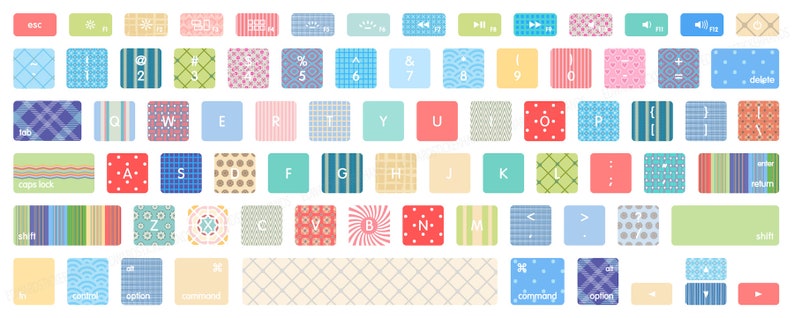 MacBook Keyboard Decal Stickers WASHI PATTERNS v.2 image 1