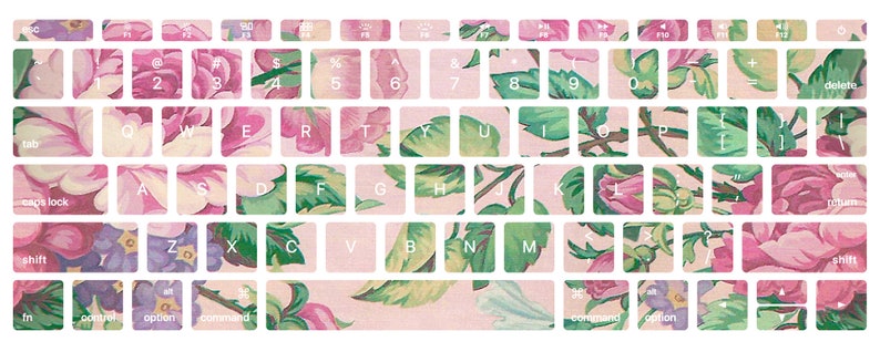 Macbook Keyboard Decal Stickers - Pink and Green Flower Pattern!