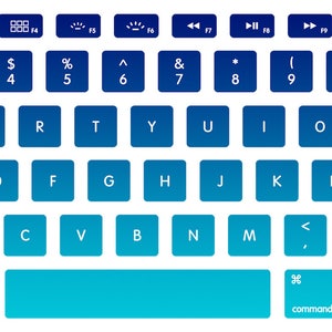 Blue-Aqua Ombre Macbook Keyboard Decal Stickers