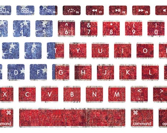 Stars+Stripes American Flag Keyboard Sticker Set- Vinyl Keyboard Decals Compatible with Macbook Air + Pro