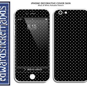 iPhone Decorative Cover Skin- Black & White Polkadot Pattern!