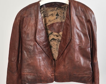 Vintage 90s real leather jacket in brown
