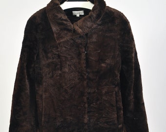 Vintage 00s faux fur jacket in brown