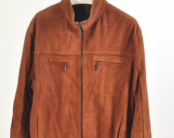 Vintage 00s suede leather jacket in brown