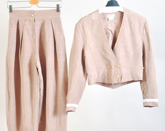 Vintage 90s trousers suit in beige