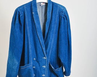 Vintage 80s oversized denim jacket in blue
