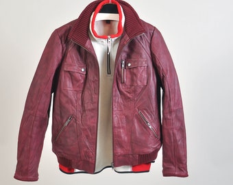 VINTAGE 00S real leather jacket in maroon