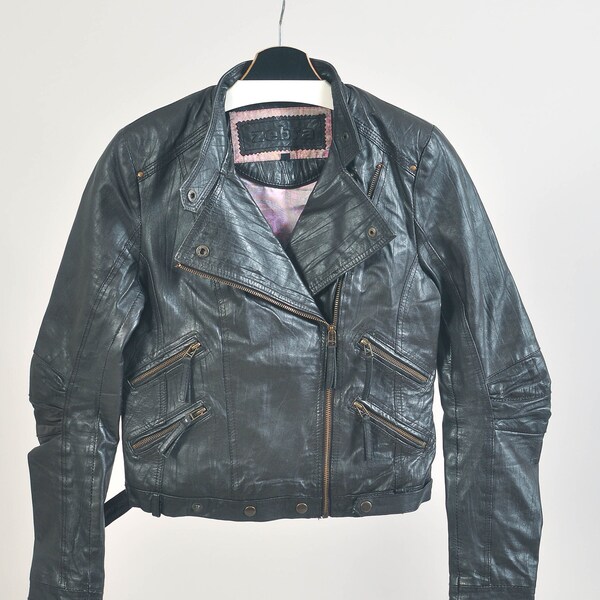Vintage 00s real leather jacket in dar brown