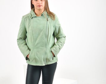 Vintage suede leather jacket in green