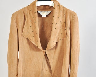 Vintage 00s suede leather SARA BERMAN open front jacket