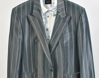 Vintage 90s striped silver blazer jacket