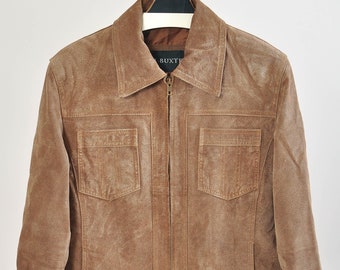 Vintage 00s suede leather  jacket in brown