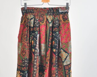 Vintage 90s midi skirt in abstract print