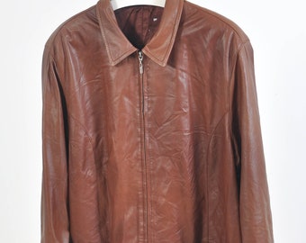 Vintage 90s real leather jacket in brown