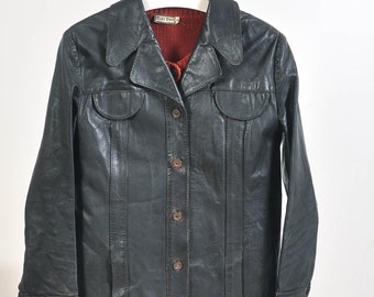 Vintage 90s real leather jacket in brown