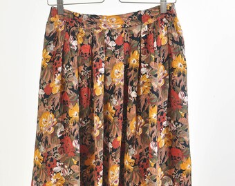 Vintage 80s midi skirt in flower print