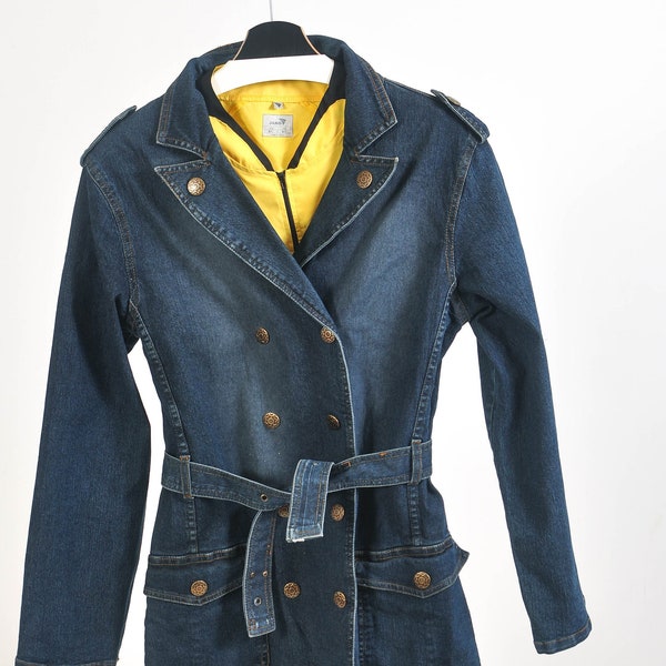 Manteau en denim vintage à double poitrine des années 00