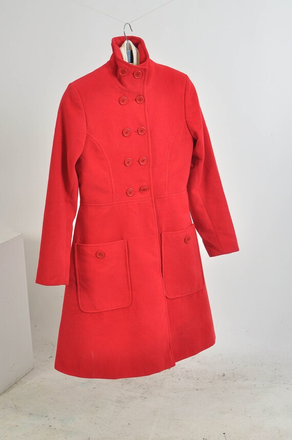 Vintage 00s double breasted coat in red - image 1