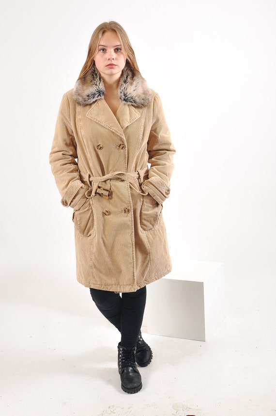 Vintage 90s lined retro corduroy trench coat