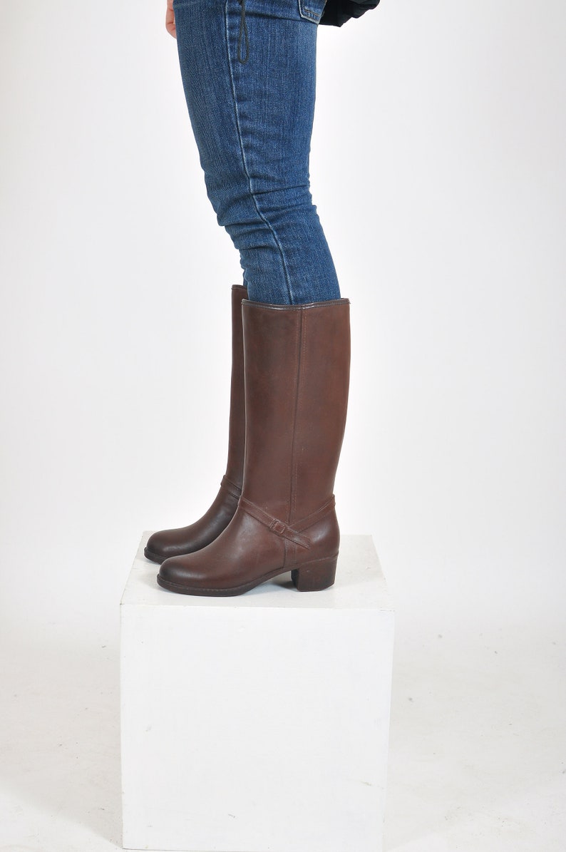 Vintage 80/'s lined wellies in brown