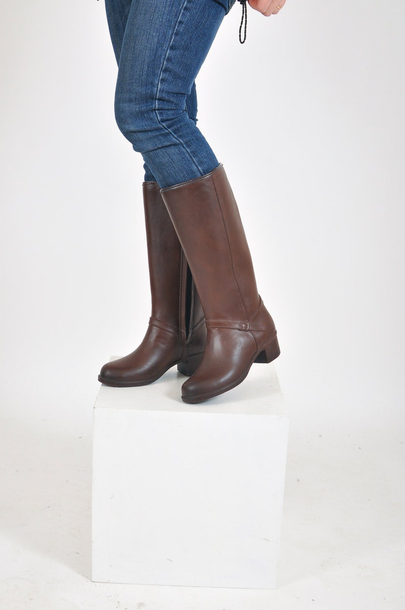 Vintage 80/'s lined wellies in brown