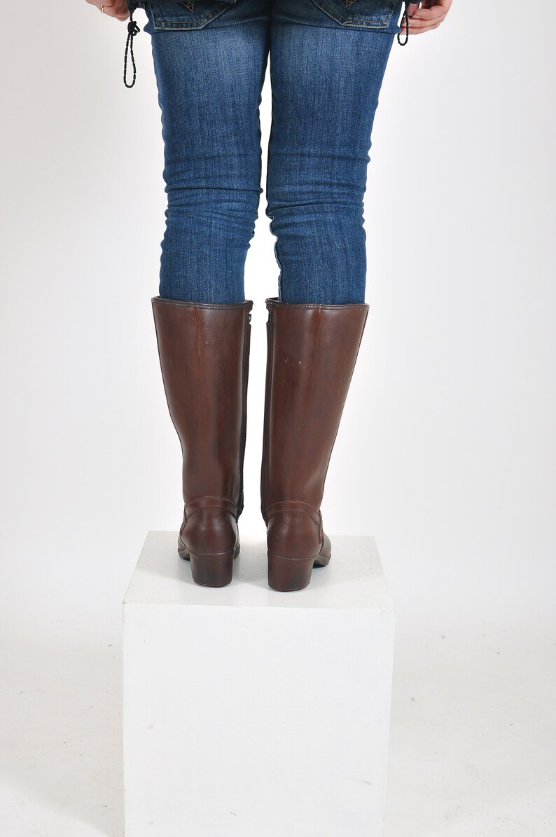 Vintage 80/'s lined wellies in brown