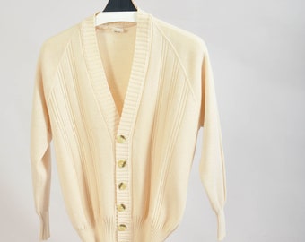 80 s the Fox Collection Unisex White Cardigan Jcpenney Size Medium