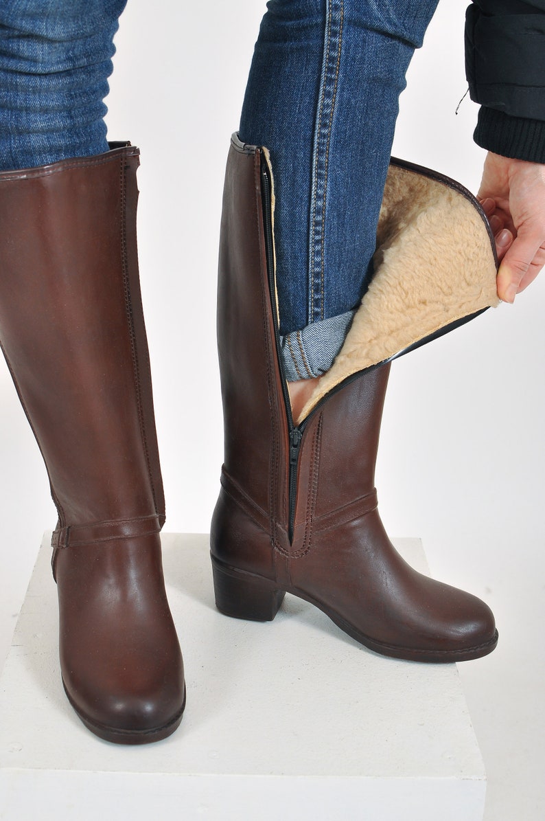 Vintage 80/'s lined wellies in brown