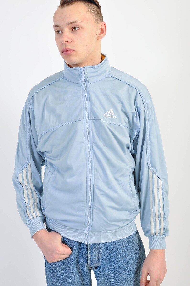 Vintage 90s ADIDAS Track Jacket in Light Blue - Etsy