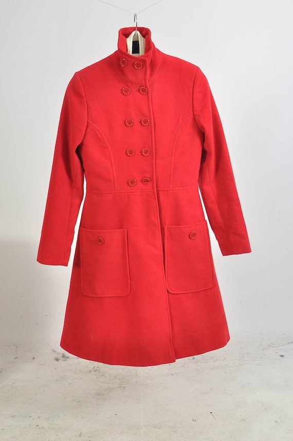 Vintage 00s double breasted coat in red - image 2