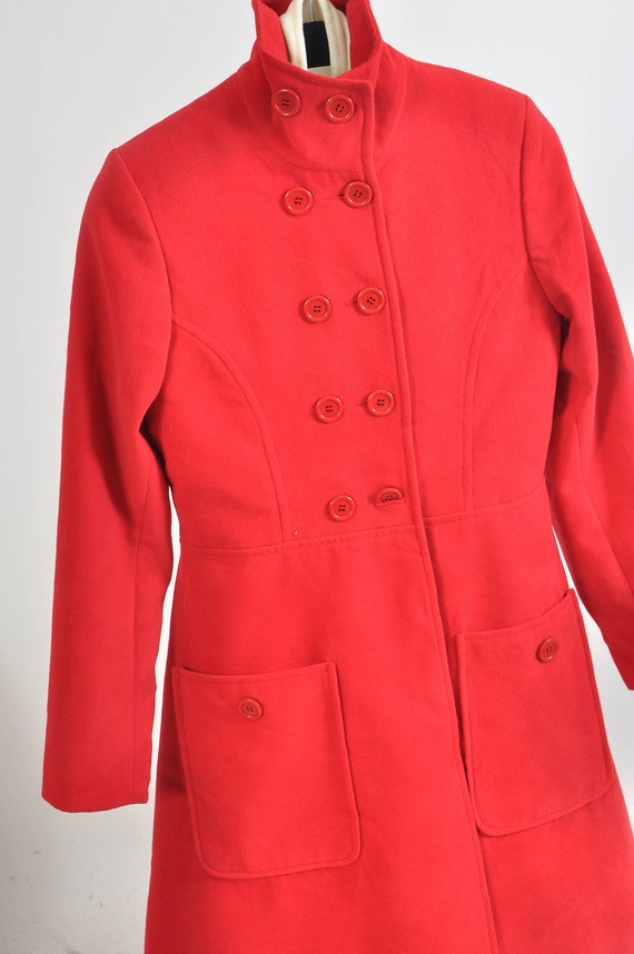 Vintage 00s double breasted coat in red - image 3