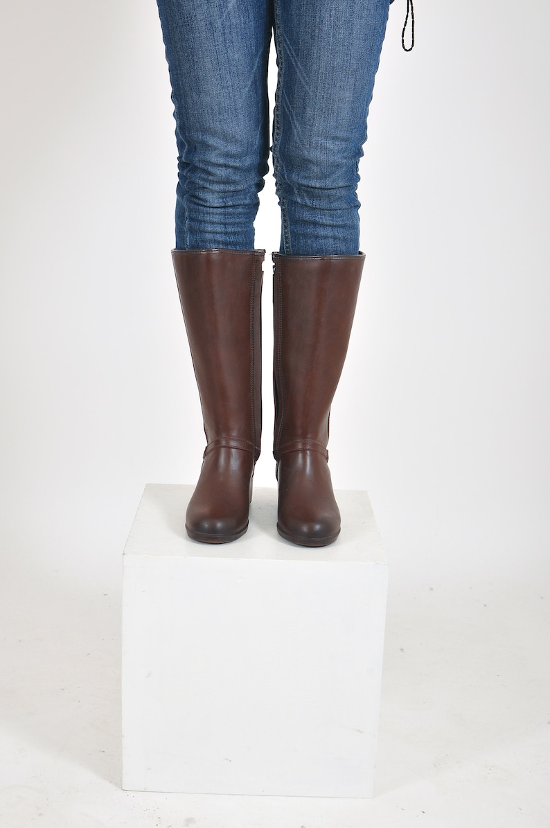 Vintage 80/'s lined wellies in brown