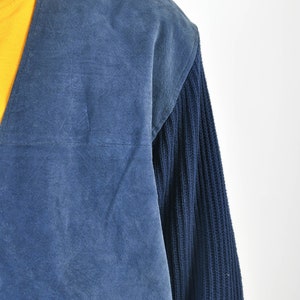 Vintage 90s suede leather mens jacket in blue image 3