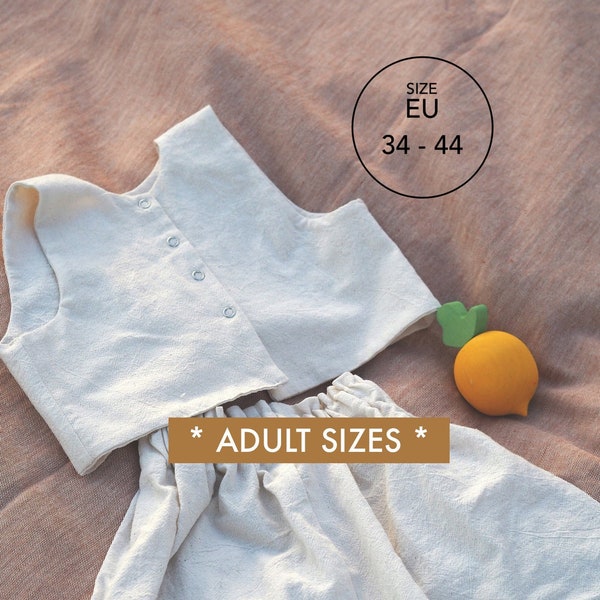 ADULT SIZES *** Easy Linen Vest | Summer Top | Easy Top with Buttons | Instant Download | Women's Pattern | Eu 34-44 | Uk 6-16