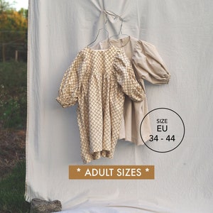 ADULT SIZES *** Ruffle Dress Pattern | PDF Pattern | Women&#39;s Dress Pattern | Vintage Dress | Eu 34-44 | Uk 6-16