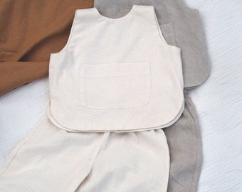 Baby Comfort Linen Set | Baby Vest With a Pocket + Comfort Linen Pants | PDF Pattern & Sewing Instructions | 0M-6Y