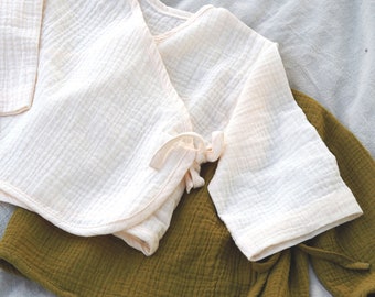 Patrón de costura de blusa para bebé / Patrón de costura fácil / Chaqueta para bebé / Túnica de doble gasa para niños / Tamaño: 56-116 (0m-6y)